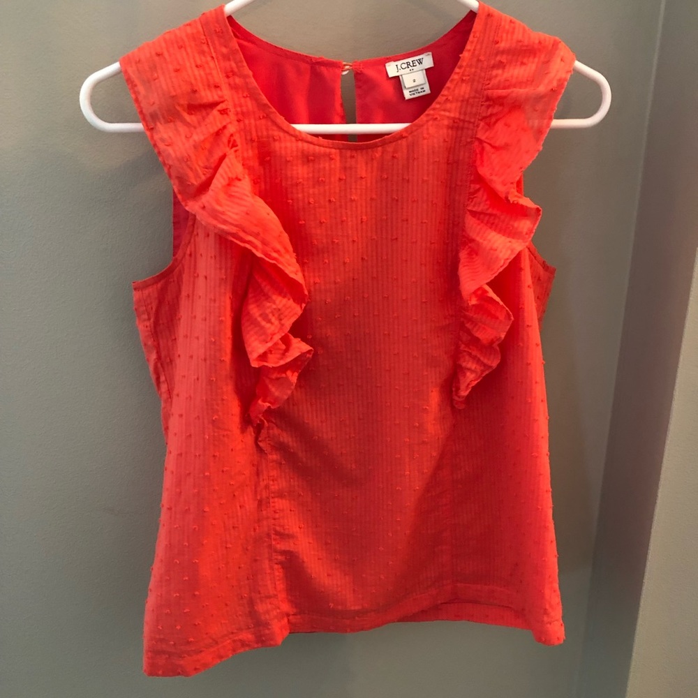 Salmon/Orange Lined Ruffle Tank from JCrew
